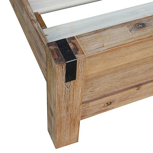 Bed Frame King Size in Solid Wood Veneered Acacia Bedroom Timber Slat in Oak - RnR Galore