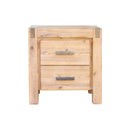 Bedside Table 2 drawers Night Stand Solid Wood Acacia Oak Colour - RnR Galore