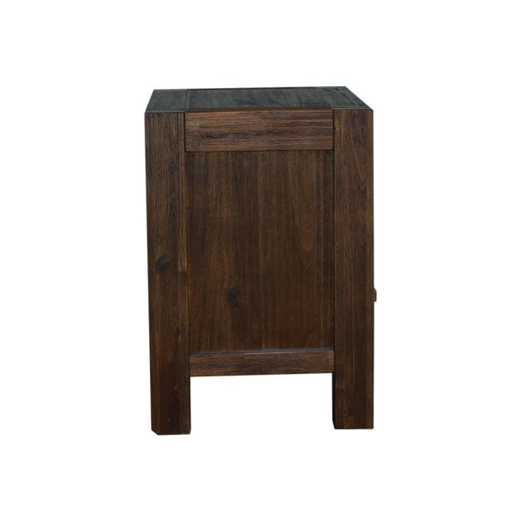 Bedside Table 2 drawers Night Stand Solid Wood Acacia Storage in Chocolate Colour - RnR Galore