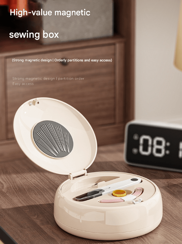 Beige Modern Compact Sewing Kit Organizer - All - in - One with Magnetic Needle Case - RnR Galore