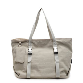 Beige Modern Utility Tote Bag for Women - Large Capacity Shoulder Bag with Detachable Pouch for Work, School & Travel - RnR Galore