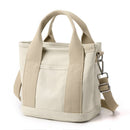 Beige Small Canvas Tote Bag Crossbody Lunch Handbag with Adjustable Strap Fits 9.7 Inch Tablet for Women Daily Work and Travel - RnR Galore