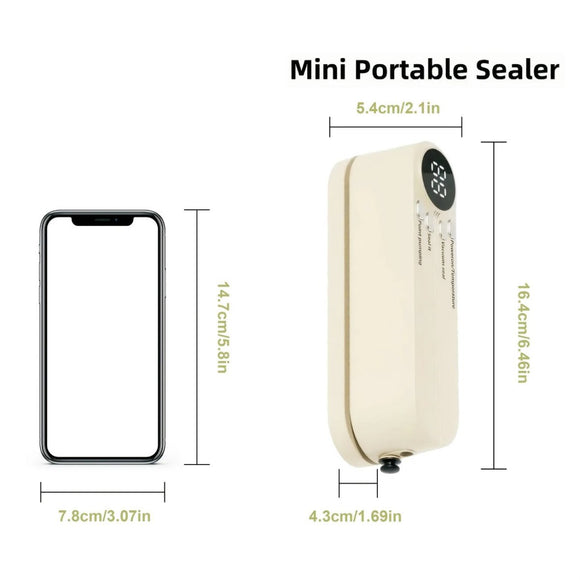 beige.USB Rechargeable Portable Vacuum Sealer, includes sealing bags and a rapid vacuum pump. Space - saving design, suitable for vacuum packing snacks, meat, fruits, and vegetables for food preservation. - RnR Galore