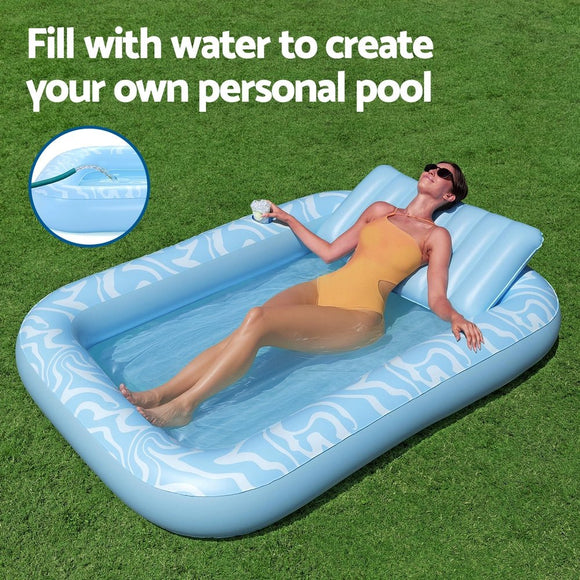 Bestway Float Floating Seat Pool Lounger Inflatable Lounge Chair Bed Pillow Cup Holder 2.03MX1.37M - RnR Galore