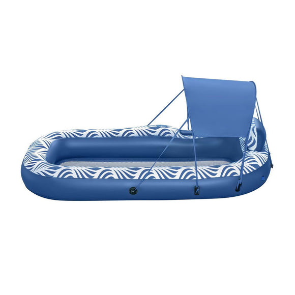 Bestway Inflatable Floating Float Lounger with Sunshade Canopy 1.98Mx1.12M Blue - RnR Galore