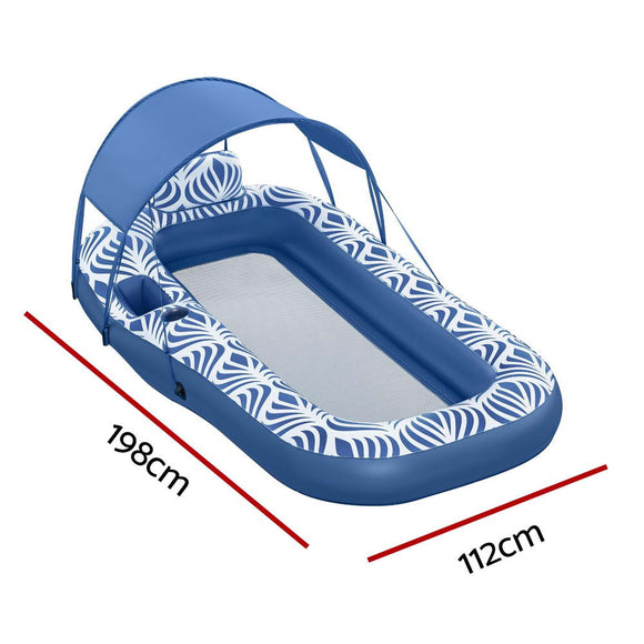 Bestway Inflatable Floating Float Lounger with Sunshade Canopy 1.98Mx1.12M Blue - RnR Galore