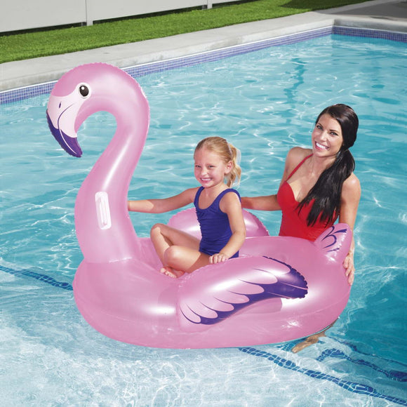 Bestway Kids Flamingo Rider Ride On Float Floating Seat Pool Lounger 1.27Mx1.27M - RnR Galore