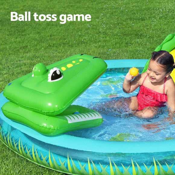 Bestway Kids Inflatable Splash Play Pool with Slide Ball Crocodile Fishing Net - RnR Galore