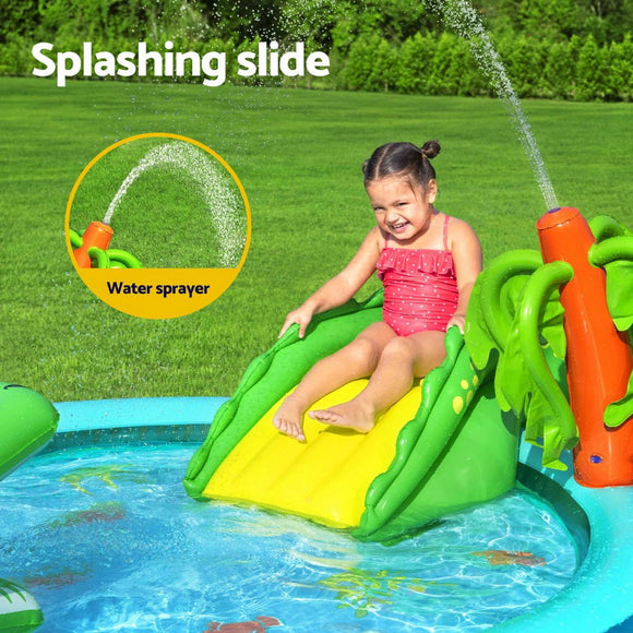 Bestway Kids Inflatable Splash Play Pool with Slide Ball Crocodile Fishing Net - RnR Galore