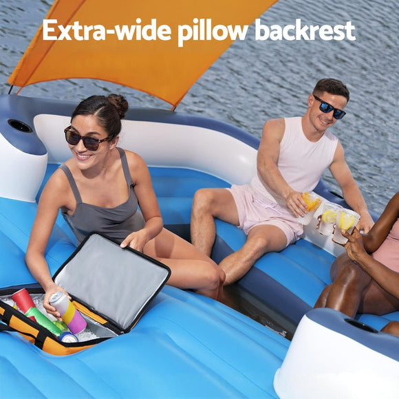 Bestway Pool Float Island Inflatable Lounge 6 - person Raft Seat Canopy - RnR Galore