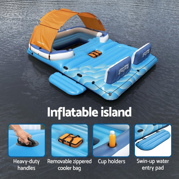 Bestway Pool Float Island Inflatable Lounge 6 - person Raft Seat Canopy - RnR Galore