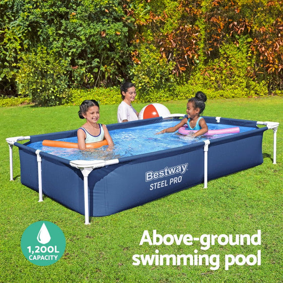 Bestway Swimming Pool 221x150x43cm Steel Frame Above Ground Pools 1200L - RnR Galore