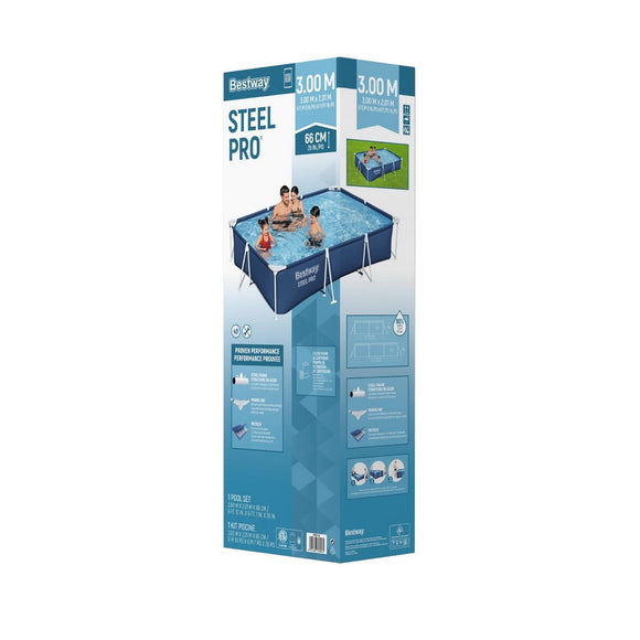 Bestway Swimming Pool 300x201x66cm Steel Frame Above Ground Pools w/ Filter Pump 3300L - RnR Galore