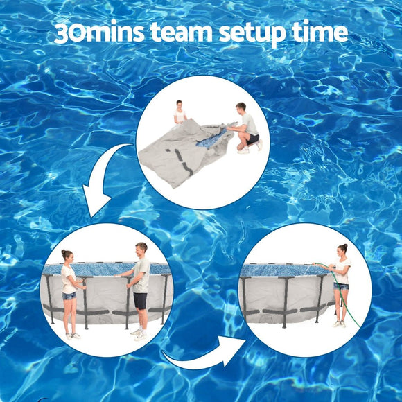 Bestway Swimming Pool 427x427x122cm Steel Frame Above Ground Pools Round Filter Pump Ladder - RnR Galore
