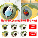 Bird Nest Parrot Nest Coconut Shell Braided Twine Colourful Cage Hanging Bed - White - Brown - Screw Model - RnR Galore