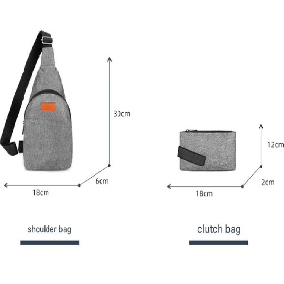 Black 3 Piece Mens Backpack Set with Sling Bag and Pouch USB Charging Port Large Capacity Laptop Daypack Water Resistant Business Travel School Bag - RnR Galore