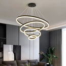 Black 3 Rings Minimalist LED Pendant Light Adjustable Circular Chandelier - RnR Galore