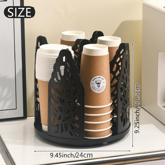 Black 360°Rotating Multi - Scenario Countertop Storage Rack - Large Capacity 4 Compartment Holder for Coffee & Tea Cups - RnR Galore