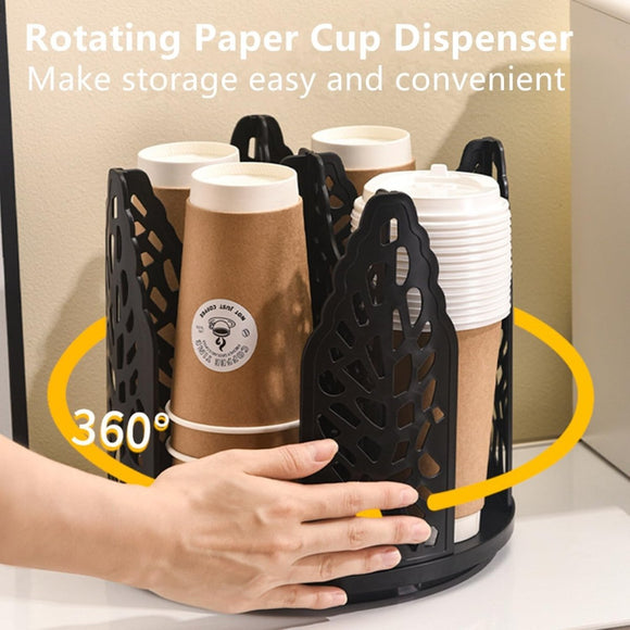 Black 360°Rotating Multi - Scenario Countertop Storage Rack - Large Capacity 4 Compartment Holder for Coffee & Tea Cups - RnR Galore