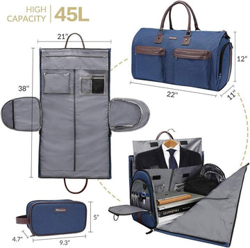 Black 45L Garment Duffel Bag - Men's Travel Suit Bag - Carry On Weekender - RnR Galore