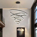 Black 5 Rings Minimalist LED Pendant Light Adjustable Circular Chandelier - RnR Galore