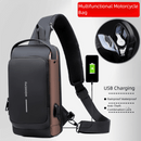 Black and Brown Men's Anti - Theft Crossbody Sling Bag with USB Charging Port & Combination Lock - RnR Galore