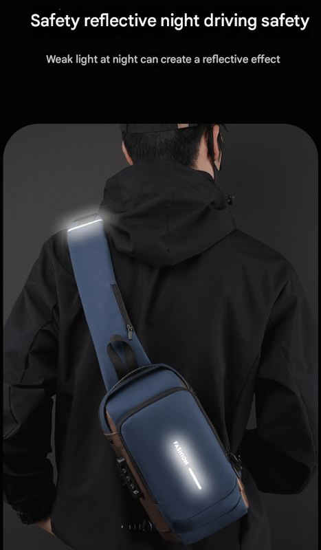 Black and Brown Men's Anti - Theft Crossbody Sling Bag with USB Charging Port & Combination Lock - RnR Galore