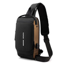 Black and Brown Men's Anti - Theft Crossbody Sling Bag with USB Charging Port & Combination Lock - RnR Galore