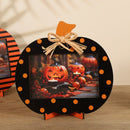Black and Orange Polka Dot Pattern Festive Pumpkin Photo Frame - Rustic Halloween Tabletop Picture Holder - RnR Galore