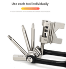 Black and Silver 16 in 1 Bicycle Repair Multi Tool - Compact Folding Bike Tool Kit with Chain Breaker for MTB Road Cycling - RnR Galore