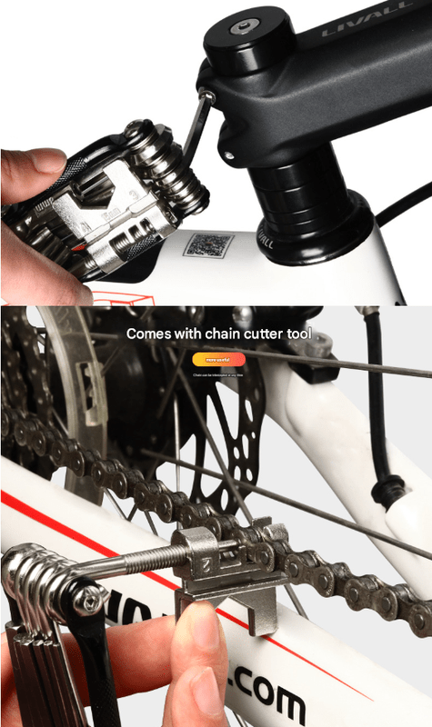 Black and Silver 16 in 1 Bicycle Repair Multi Tool - Compact Folding Bike Tool Kit with Chain Breaker for MTB Road Cycling - RnR Galore