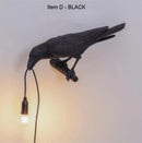 Black Bird Right Wall Lamp Nordic Resin Bird Wall Lamp - Creative Animal Bedside Decorative USB Night Light, Stylish Bird Perched Lamp for Bedroom and Living Room - RnR Galore