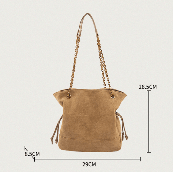 Black Chic Suede Hobo Bag for Women - Versatile Tote with Drawstring, Large Capacity Commuter Bucket Bag - RnR Galore