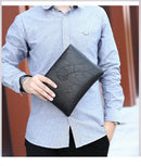 Black Classic Men's PU Leather Clutch Bag - Slim Business Wristlet & Travel Pouch - RnR Galore