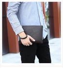 Black Classic Men's PU Leather Clutch Bag - Slim Business Wristlet & Travel Pouch - RnR Galore
