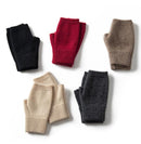 Black Color Block Cashmere Fingerless Gloves for Women Autumn Winter Outdoor Cold Protection Warm Knitted Gloves - RnR Galore