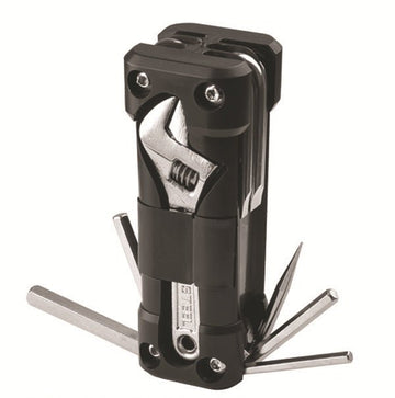 Black Compact 16 - in - 1 Bicycle & Motorcycle Repair Multi - Tool with Adjustable Wrench & Socket Set - RnR Galore