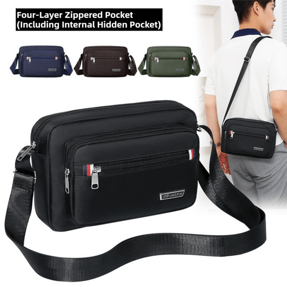 Black Dual - Style Men's Oxford Cloth Crossbody Bag Bundle - Oxford Cloth Business Shoulder Bag, Multi - Functional Large Capacity, Fits 8 - inch Tablet - RnR Galore