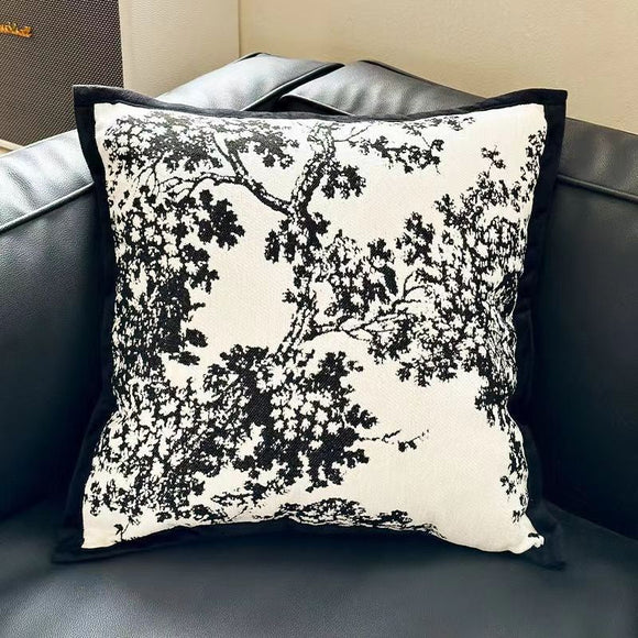 Black Elegant Black & White Tree Print Cushion Cover - Modern Home Decor - RnR Galore