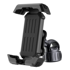 Black Heavy Duty Bike Phone Mount - Anti - Shake Motorcycle Holder with Secure Lock, 360 Rotation Cradle for All - Terrain Cycling - RnR Galore