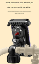 Black Heavy Duty Bike Phone Mount - Anti - Shake Motorcycle Holder with Secure Lock, 360 Rotation Cradle for All - Terrain Cycling - RnR Galore