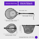 Black High Strength Large Landing Net - Fishing Net with Foldable Handle and Soft Rubber Netting, Dip Net for Fishing, Ideal for Boat, Pier, River Angling - RnR Galore