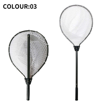 Black High Strength Large Landing Net - Fishing Net with Long Foldable Handle and Soft Rubber Netting, Dip Net for Fishing, Ideal for Boat, Pier, River Angling - RnR Galore