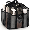 Black Large Multi - Pocket Mesh Beach Tote Bag - Quick - Dry Travel & Gym Organizer with Drawstring Closure - RnR Galore