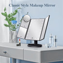 Black LED Lighted Tri - Fold Vanity Mirror with 2X/3X/10X Magnification - RnR Galore