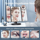 Black LED Lighted Tri - Fold Vanity Mirror with 2X/3X/10X Magnification - RnR Galore