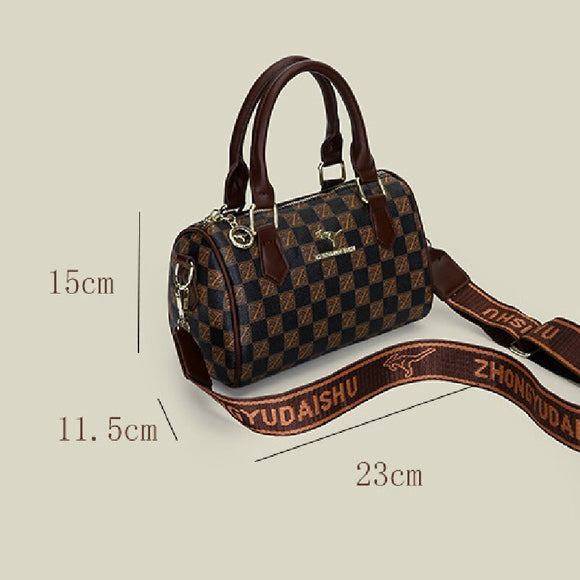 Black leopard print Stylish PU Leather Boston Bag - Elegant Retro Single Shoulder Crossbody Handbag for Women - RnR Galore