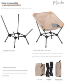 Black Lightweight Portable Camping Chair - Adjustable Height Folding Moon Chair with Breathable Mesh & Carry Bag for Outdoor, Beach, Fishing - RnR Galore