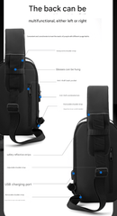 Black Men's Anti - Theft Crossbody Sling Bag with USB Charging Port & Combination Lock - RnR Galore