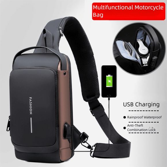 Black Men's Anti - Theft Crossbody Sling Bag with USB Charging Port & Combination Lock - RnR Galore
